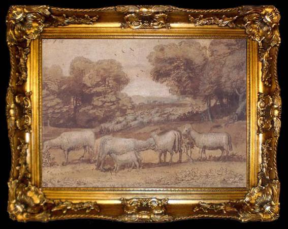 framed  Claude Lorrain Landscape with Sheep (mk17), ta009-2